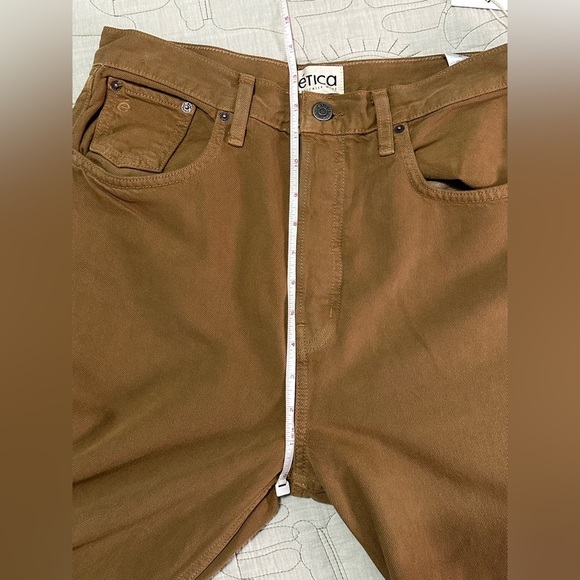 NWT Etica Bryce Pinch Waist Boyfriend Jeans 27 Tapenade Brown High Waist - Picture 8 of 12